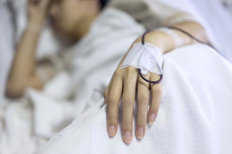 A patient resting before a bone marrow transplant.