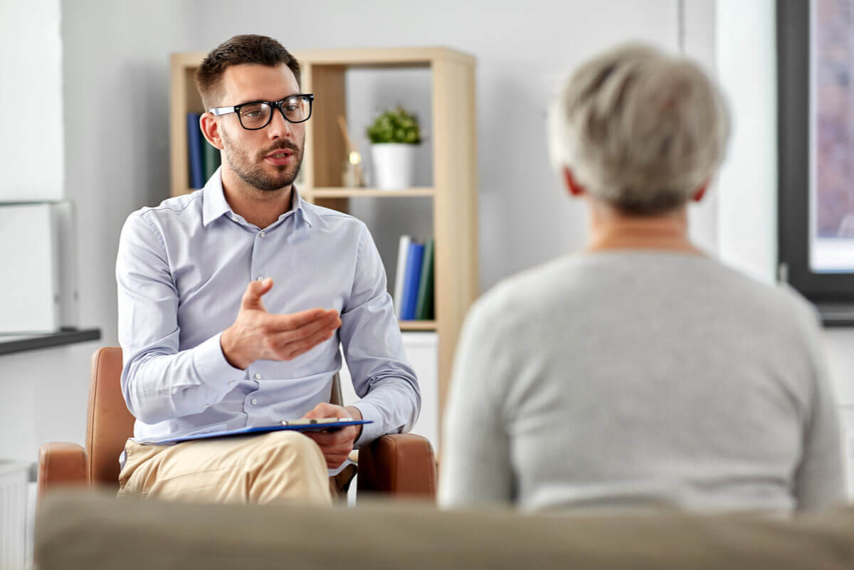 A woman in a therapy session.