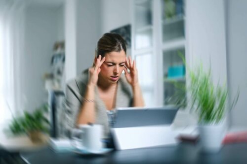 Woman suffering from vertigo