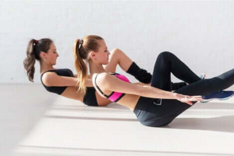 Woman doing ab exercises.