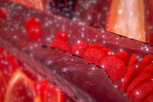 Blood in an artery.
