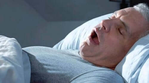 A man snoring.