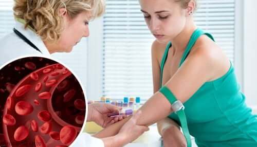 A woman getting a blood test.