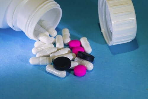 A bottle of pills.