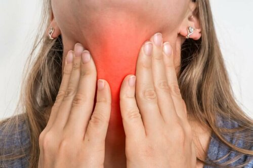 A woman with a sore throat.