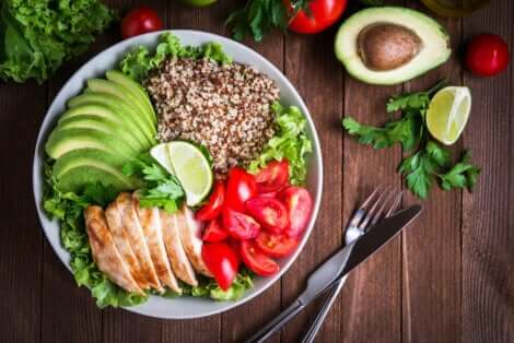 Fresh foods in a salad.