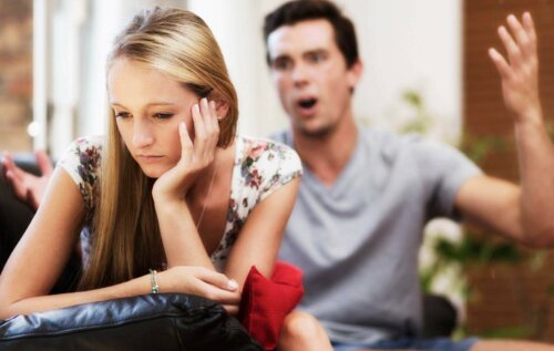A couple arguing.