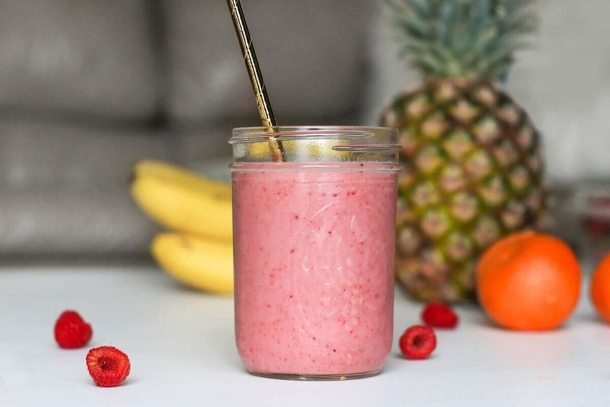 Fruit yogurt smoothie.