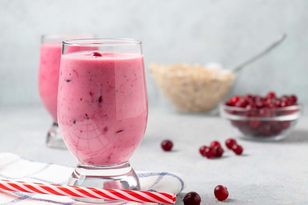 Fruits and smoothie.