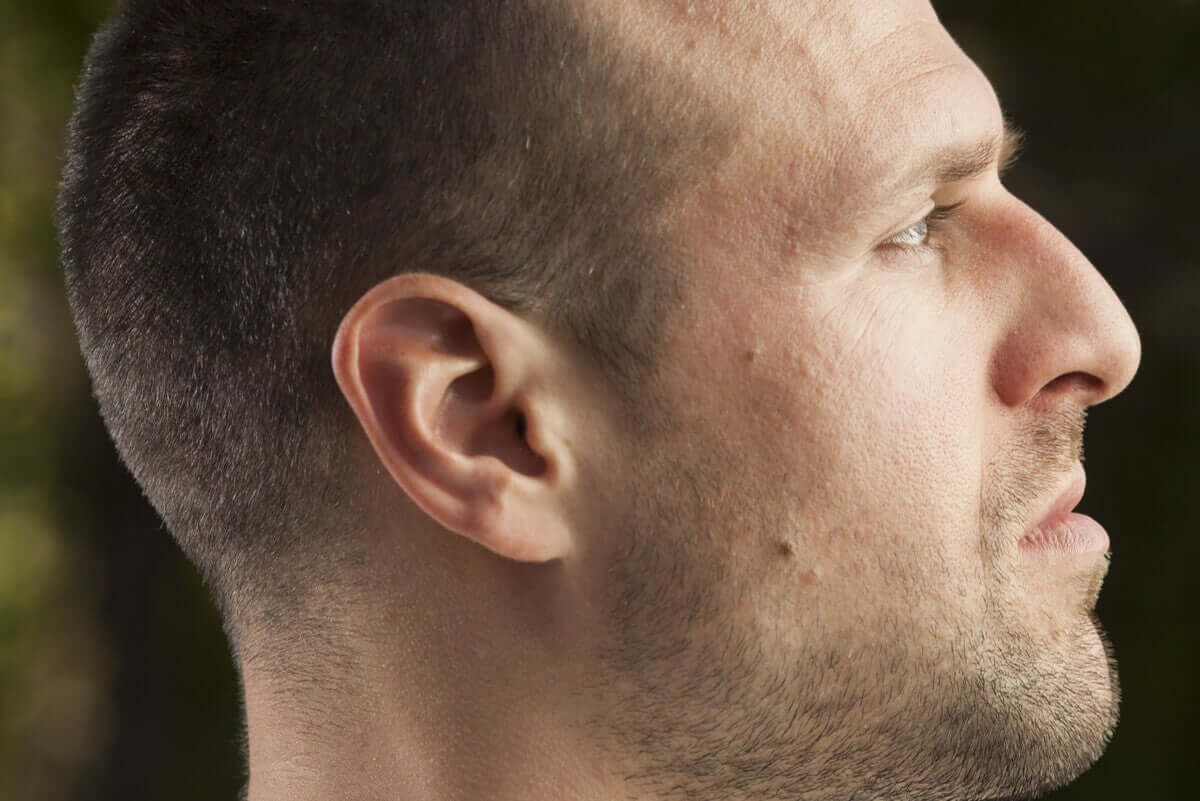 A man in profile.