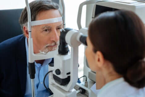 Man at the optometrist.