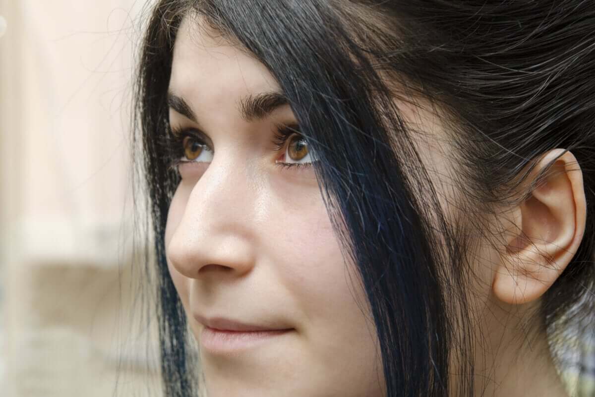 A woman with a big nose.
