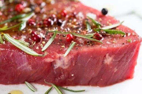 A seasoned steak.