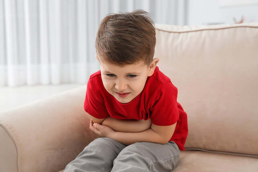 A child with a stomach ache.