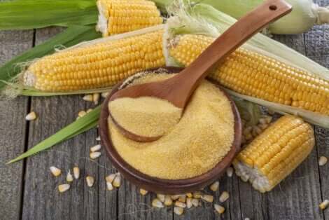 Corn flour in a bowl.