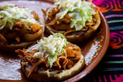 Mexican sopes on a plate.