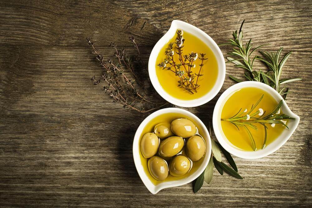 Olives and olive oil.