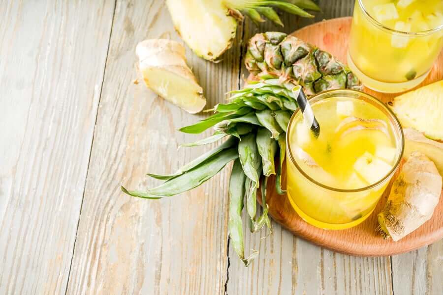 Fresh pineapple and pineapple juice.