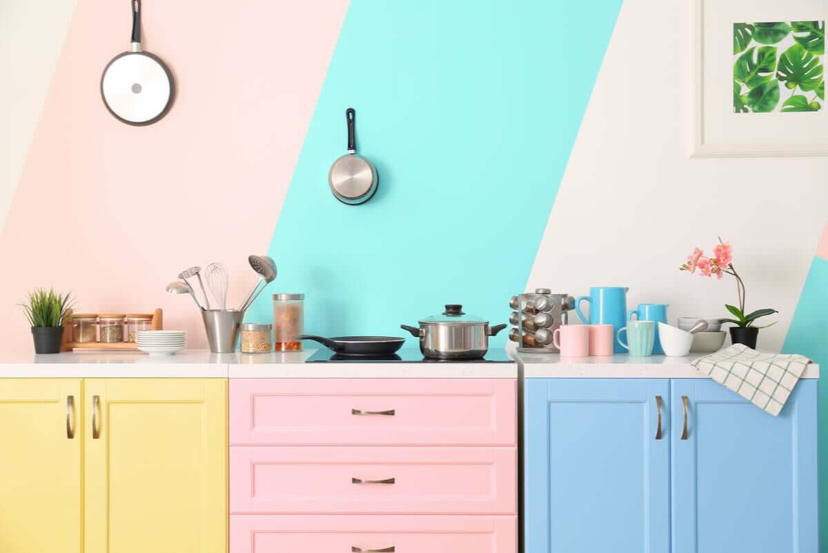 A colorful kitchen.