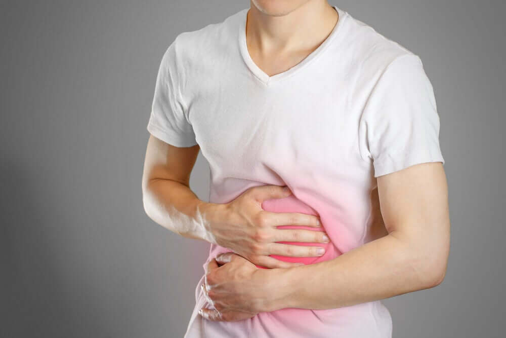 A man with stomach pain.