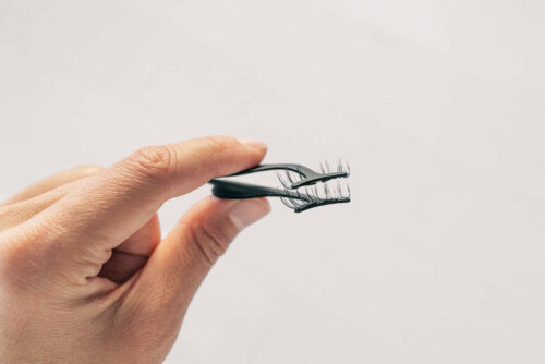 A person holding some eyelashes.