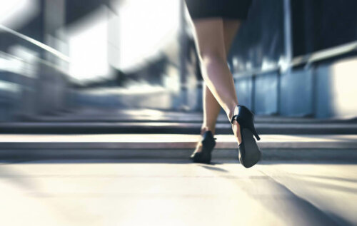 A woman in high heels.