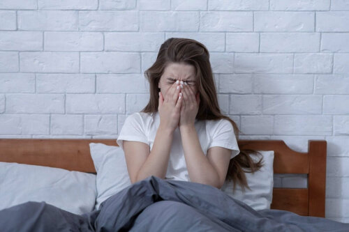 A woman in pain.