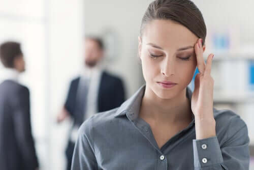 A woman with work stress.