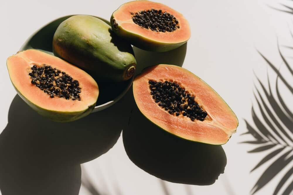 Papaya halves.