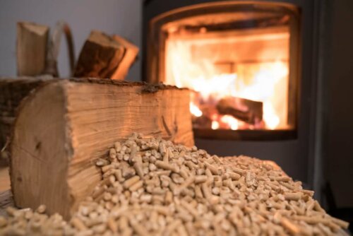 A pellet stove.