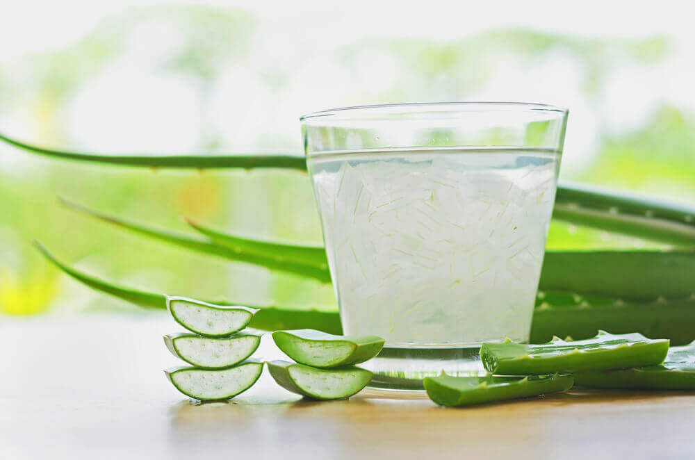 A glass of aloe gel.