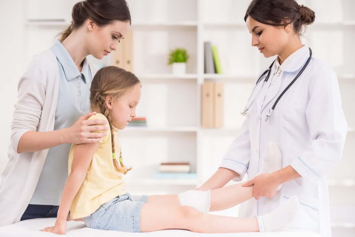 A child with a doctor.