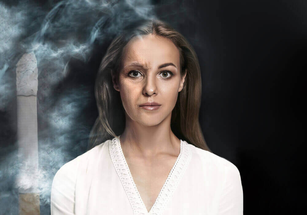 A smoker with bad skin.