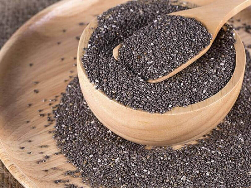 A bowl of chia seeds.