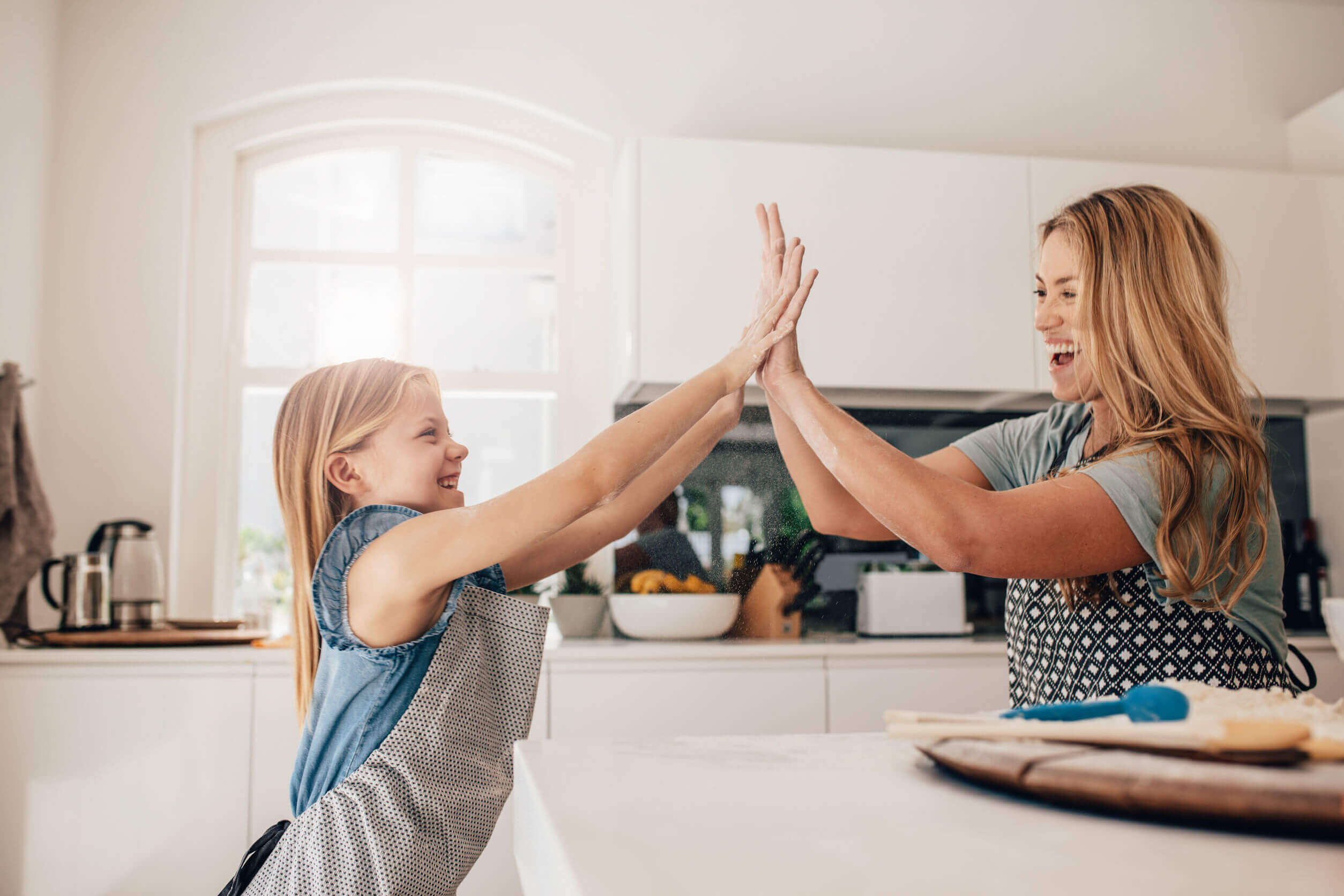 A family cooking together.