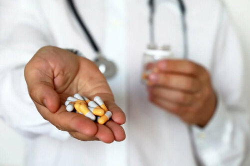 A handful of pills.