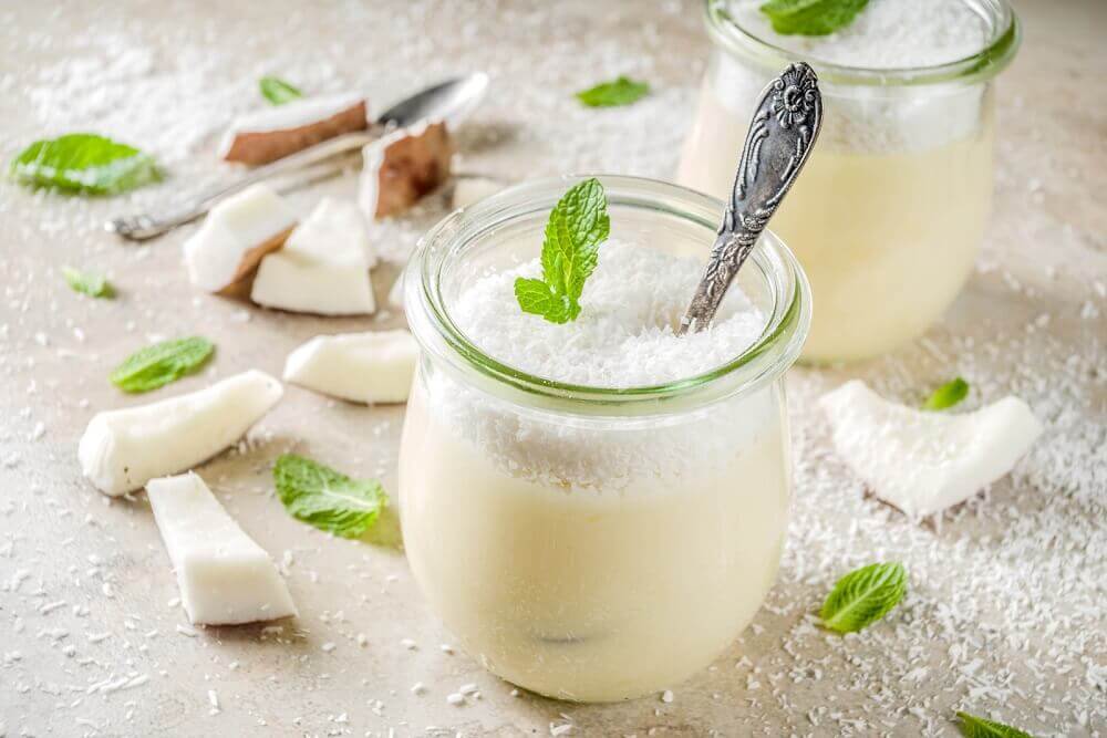A small jar of coconut milk.