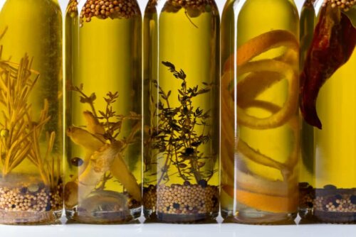 Several bottles of infused oil.