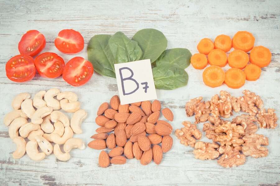 Quellen von Vitamin B7.