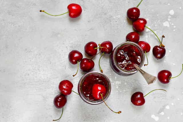 Cherries and cherry jam.