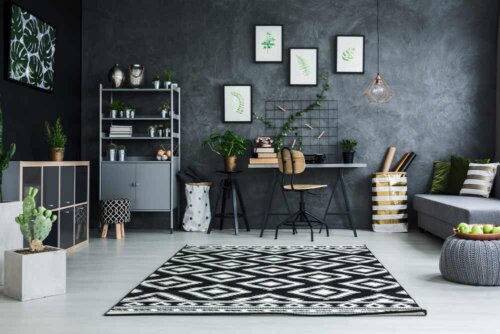 A gray room.