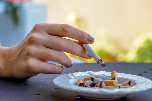 A person smoking.