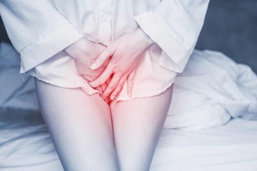 A woman in pain.