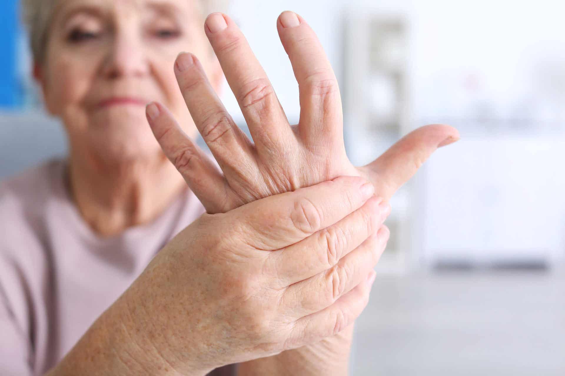 A woman with arthritis pain.