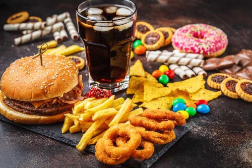 An array of junk food.