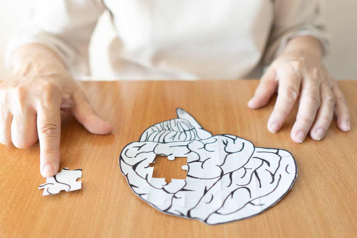 A woman doing a brain puzzle.