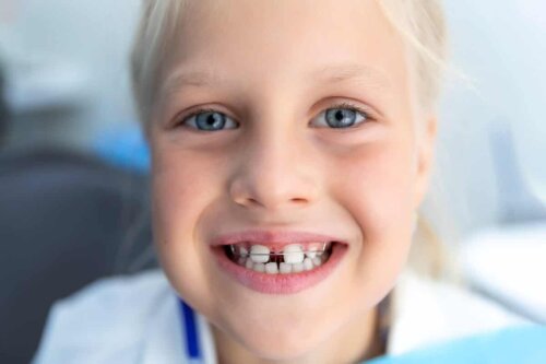 A child with corrective braces.