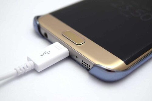 A phone charging.