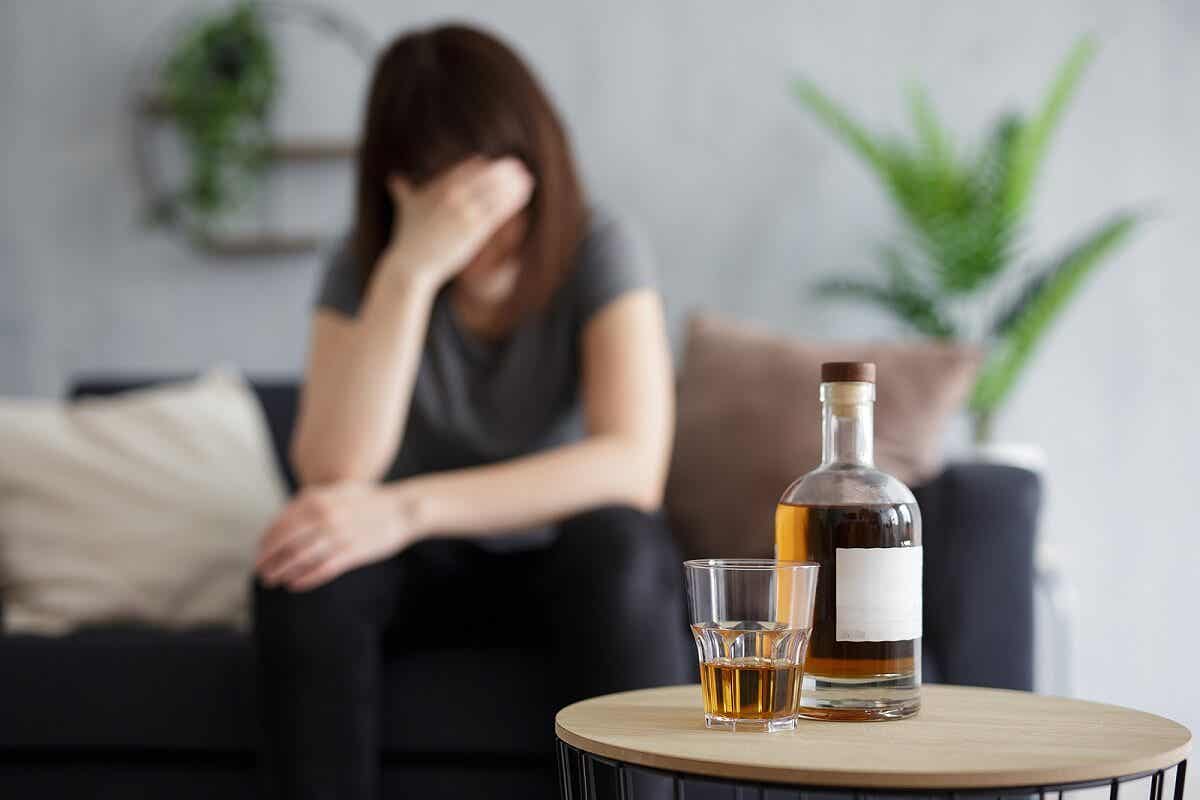 Trist person med alkohol