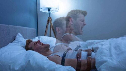 Kunstnerisk fortolkning af mennesket i sengen under søvnlammelse